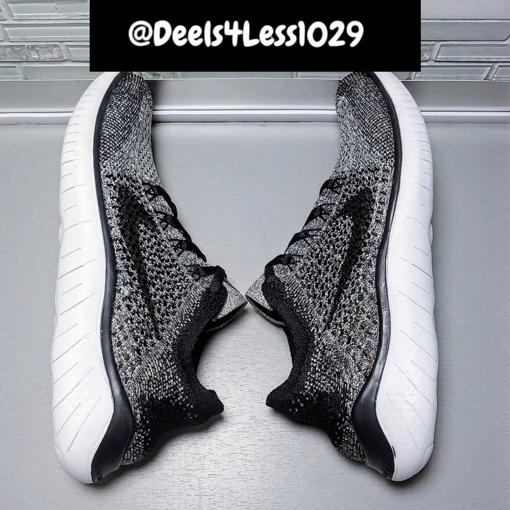 Nike Free RN 2018 Flyknit Oreo Womens Size 6.5 White Black